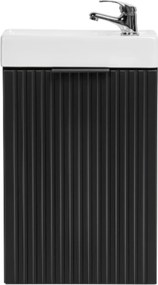 Szafka wisząca czarna ryflowane fronty z białą umywalką 40 x 22 cm ASTROS Black