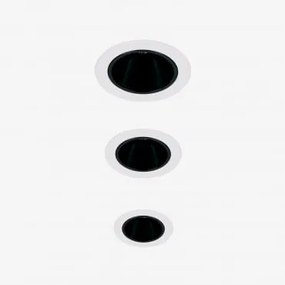 Pack 3 Wbudowanych Downlightów Led Z Okrągłymi Ramkami Ø8 Cm Z Aluminium Luisiana Biała Ciepła 2700 K & Biały - Czarny & 38º & 11 W - Sklum