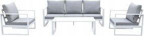 Zestaw mebli ogrodowych biały tarasowy 4 el. aluminiowych sofa, kanapa stół