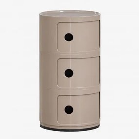 Zestaw 2 Okrągłych Stolików Nocnych Z Półkami Babel Moka Brown & 3 Szuflady - Sklum