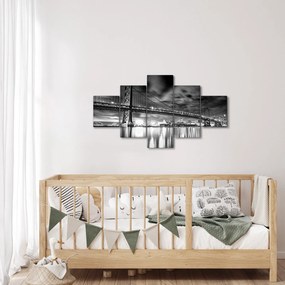 Obraz - Most Benjamina Franklina, Filadelfia, czarno  -biały (125x70 cm)