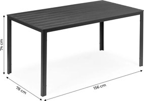 Stół ogrodowy polywood dla 6 osób Sorelia 156x78 cm, szary