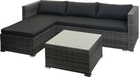 Zestaw polirattanowy MCW-F57 (3-częściowy),  szary, poduszki ciemnoszare bez poduszek dekoracyjnych