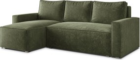 Masseno Narożnik POTARO z funkcją spania i pojemnikiem na pościel Narozniki L, Rozkładana sofa - Zielony, LUMO 20