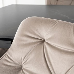 Krzesło Tapicerowane do Salonu MODESTO Beżowe Welurowe Nowoczesne Loft