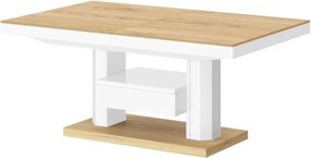 Nowoczesny ławostół z półką i szufladą Quadro Max Hubertus dąb/biały