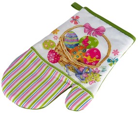 Zestaw 2 kuchennych rękawic z magnesem EASTER EGGS, biało-zielony