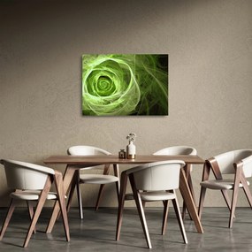 Obraz na szkle - Abstrakcyjny zielony róż (70x50 cm)