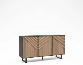Czarno-naturalna komoda w dekorze dębu 151x80x40 cm Alana – Marckeric