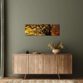 Obraz jesiennego drzewa (z zegarem) (90x30 cm)