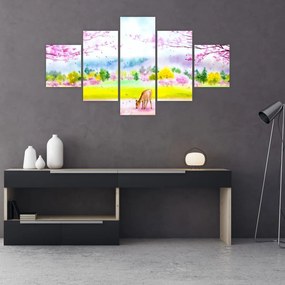 Obraz - Malowana sarna, akwarela (125x70 cm)