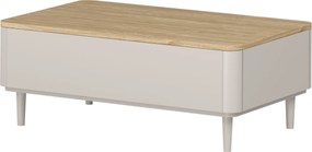 Stolik kawowy Elivo 100 cm z szufladami na nóżkach - kaszmir / dąb olejowany