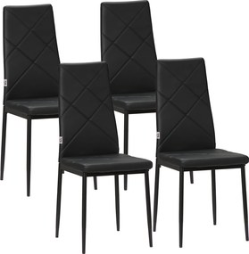 HOMCOM Zestaw 4 Krzesła Jadalniane Kuchenne Nowoczesny Design 41x50x97cm Czarne | Aosom PL