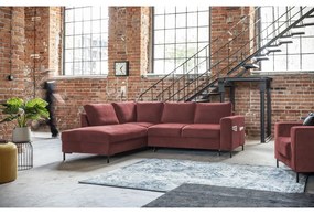 Różowy aksamitny rozkładany narożnik (lewostronny) Lofty Lilly – Miuform