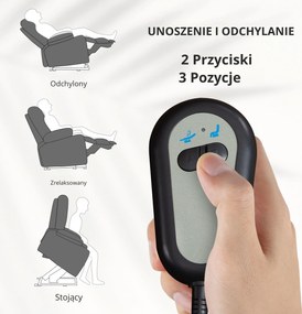 HOMCOM Fotel relaksacyjny z funkcją leżenia i pomocą przy wstawaniu do 200kg ciemnoszary 72,5x94x109cm | Aosom PL