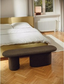 Brązowa tapicerowana ławka z materiału bouclé Rull – noo.ma