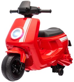 AIYAPLAY 6V Elektryczny Motocykl dla Dzieci, z Reflektorami i Muzyką, Jazda do Przodu i do Tyłu, Koła Treningowe, 18-36 Miesięcy, Czerwony