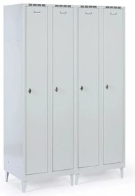 Metalowa szafka ubraniowa na nogach, 2-drzwiowa, 1920 x 600 x 500 mm, zamek obrotowy, drzwi szare