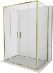 Mexen Exo-3S kabina prysznicowa 3-ścienna rozsuwana 140 x 75 cm, transparent, złota - 8152-140-075-50-00-3S