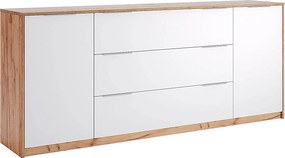 Nowoczesna komoda dąb craft + biały połysk 200 cm M6-S77