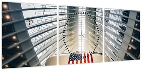 Obraz budynku z flagą USA (z zegarem) (90x30 cm)
