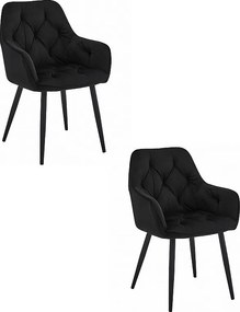 Krzesła do jadalni Valora LUKK – czarny aksamit z czarnymi nogami x 2