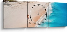 Obraz - Bieg na plaży (z zegarem) (90x30 cm)