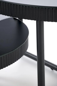 Okrągła czarna ława 60/30 cm szkło/MDF/stal COSMO S