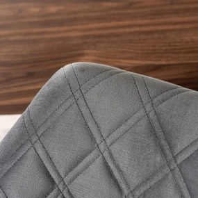 Krzesło Tapicerowane LUISE Szare/Orzech Welurowe Drewno Gięte Nowoczesne Loft