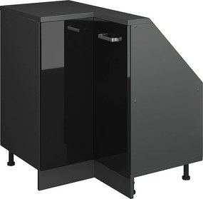 Narożna szafka kuchenna na dach skośny czarny wysoki połysk 75.6x75.6x81.6 r-line