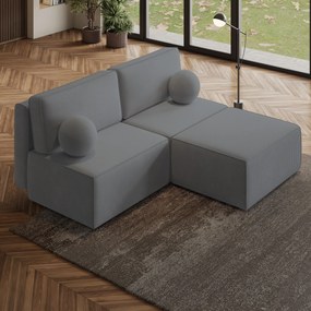 Masseno Narożnik VARNA z funkcją spania i pojemnikiem na pościel Narozniki L, Rozkładana sofa - Szary, POSO 60