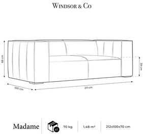 Jasnobrązowa skórzana sofa 212 cm Madame – Windsor &amp; Co Sofas