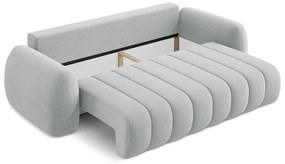 Jasnoszara sofa rozkładana z materiału bouclé ze schowkiem 266 cm Pele – Makamii