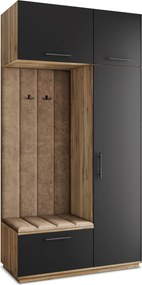 Masseno Garderoba REMA 120/240/60 cm Nowoczesna Szafa do Przedpokoju Dąb wotan, MONOLITH 09 (Beżowy)