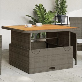 Szary Stół Ogrodowy 110x110x71 cm Pleciony z Żywicy Drewno Akacjowe