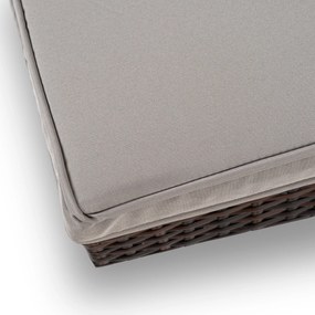 Leżanka ogrodowa z regulowanym oparciem Vibe, brązowy technorattan, szara poduszka