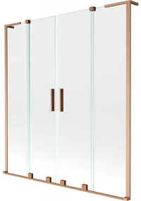 Mexen Velar L Duo parawan nawannowy 2-skrzydłowy rozsuwany 140 x 150 cm, transparent, miedź szczotkowana - 896-140-003-02-65