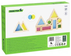 Tooky toy drewniane kolorowe klocki lustra zestaw 8 el. fsc