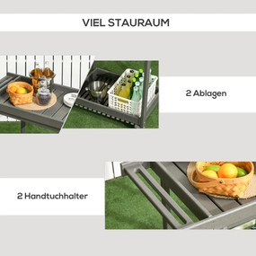 Outsunny Wózek do serwowania na grill Wieszak na ręczniki Półki Stalowy do użytku zewnętrznego | Aosom PL