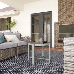 Outsunny Okrągły stolik ogrodowy odporny na warunki atmosferyczne aluminiowy stół balkonowy z wykończeniem marmurowym szary