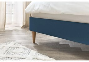 Niebieske tapicerowane łóżko dwuosobowe ze stelażem 160x200 cm Sary – Bobochic Paris