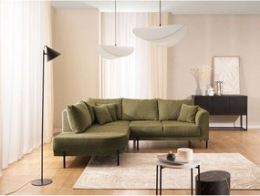 Zielony narożnik z tkaniny szenilowej (lewostronny/w kształcie litery L) Mauris – Ropez