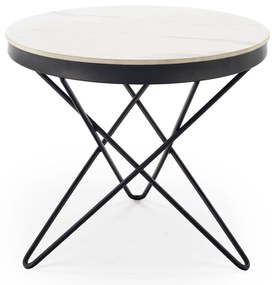 Okrągła ława spiek biały marmur/czarny 60/55 LEILA 2