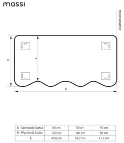 Lustro dekoracyjne oszlifowane bez podświetlenia WAVE | Różne rozmiary | Różne kolory : Kolor tafli szkła - Srebrny, Rozmiar - 40 x 80 cm