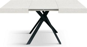 Biały stół z drewna jesionowego, antracytowe metalowe nogi 95x90-145x90cm - FORTE DEI MARMI