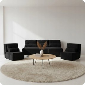 Zestaw KIMO funkcja spania sofa fotele Family Meble czarny Anafi sztruks