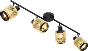 Industrialny reflektor czarny ze złotem 4-światłowy - Kayden