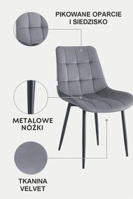 Krzesło Cherry welur na metalowych nogach - tapicerowane : Kolor tkaniny - VELVET - BL14