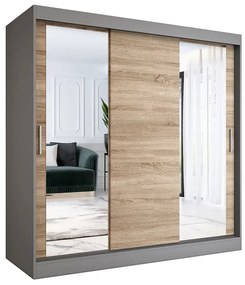 Szafa przesuwna antracyt + dąb sonoma 200 cm - Seko 6X