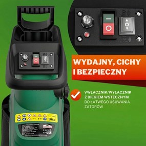 Rozdrabniacz do gałęzi DIOX+2x worek 60l, 3100W czarny/zielony Gardebruk